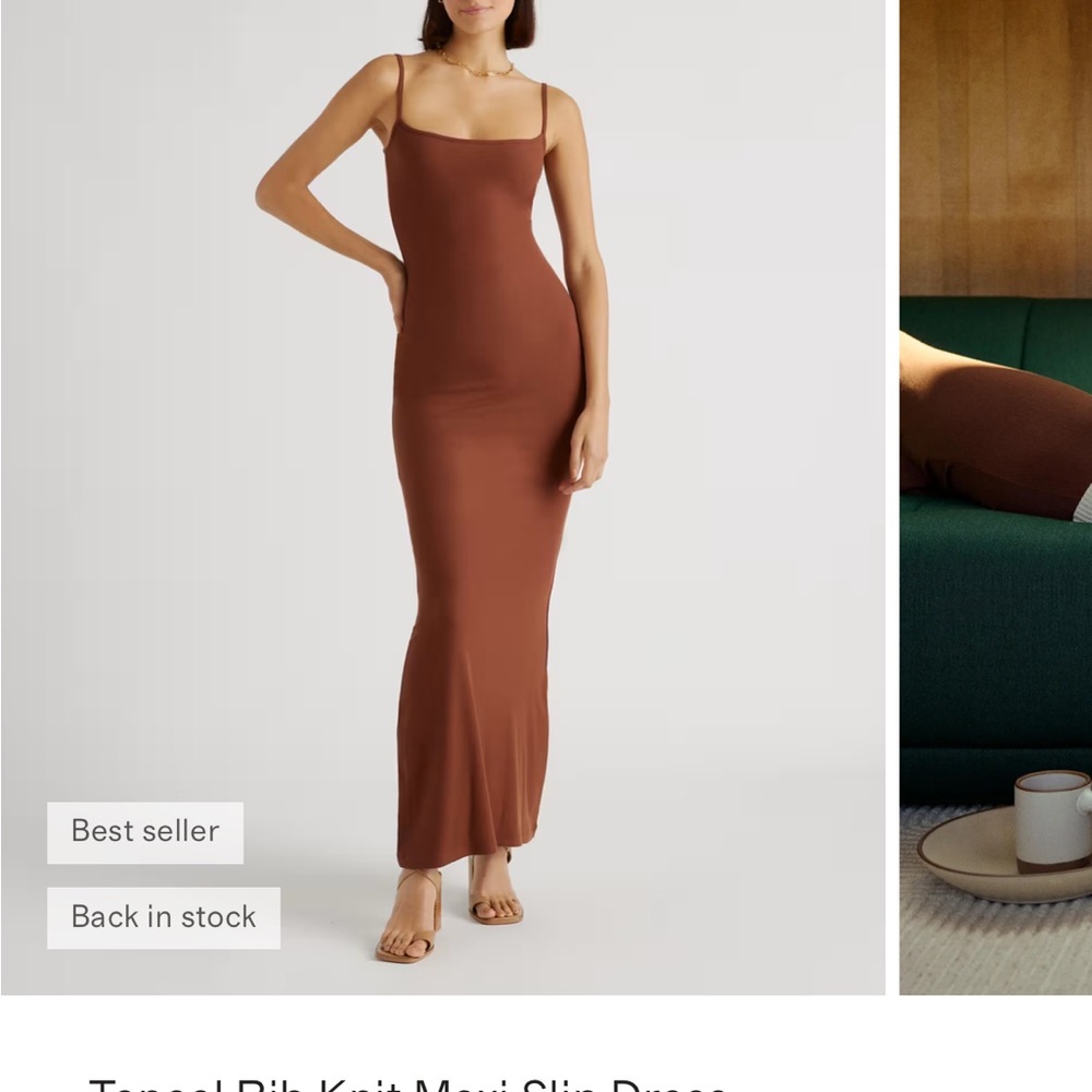 Quince Tencel Rib Knit Maxi Slip Dress